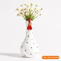 Colorful Dot Giraffe Chicken Vases Resin Art Rooster Sculpture Decors For Home Desktop Display Florals Arrangement B4 beige