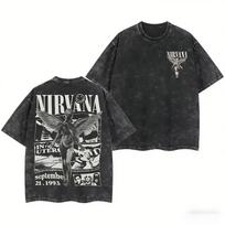 Nirvana Grupės Dvišonė Skalbtas Vintažinis Per dydį Roko Medvilnės Grafinis Marškinėlis XXL black