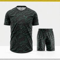 Vyriškas lauko sporto marškinėlių ir šortų komplektas, fitneso bėgimo drabužių rinkinys su unisex apvalia apykakle, trumpomis rankovėmis 2XL black