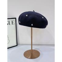 25 early autumn new silver silk rhinestone beret hat wool elegant knitted hat tide tamsiai mėlyna