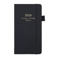 2026 Kišeninis planuoklis su elastine juostele, rašiklio laikikliu, juostele žymekliu, savaitės, mėnesio, akademinės programos, 12 mėnesių tvarkaraščio valdymo, kietu viršeliu užrašinė žalia
