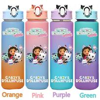 Gabby 750 ml lėlių namelis Gabby Carlita DJ Katžolė Mercat Gradiento plastikinis puodelis su šiaudeliu Pandy letenėlės Cakey Katė Mama Katė Gėrimo buteliukas Purple blue