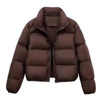 Clearance Solid Color Short-Sleeve Kendo Style Women's Autumn/Winter Jacket Fashion Thickened Warm Coat with Zipper Bread Suit Cotton Jacket Trendy L kava