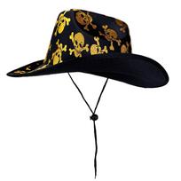 Western Cowboy Hat Skull Pattern Wide Brim Cowgirl Hat With Lanyard Dress Up Headwear For Masquerade Family Gathering Party China Mainland black