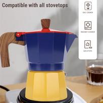 150ml Volume Italian Coffee Pot Aluminum Moka Pot Coffee Machine  Home Brewing blue
