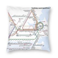 Sydney Trains Metro Map  Square Pillowcase Polyester Linen Velvet Pattern Decor Throw Pillow Case Car Cushion Cover x 40cmx40cm(16x16Inch) white