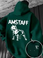 AMSTAFF raidė Pitbulio siluetas Atspausdintas priekyje ir gale Vyriškas Hip Hop Sportinis gobtuvas Tamsus gatvės stilius Ilgomis rankovėmis Sportinis megztinis su gobtuvu L žalia