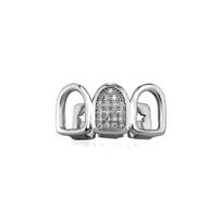 Hip Hopo CZ dantų Grillz vyrams moterims aukso sidabro spalvos 3 dantų grotelės dangtelis dantų grotelės punk reperio dantų dangteliai gray