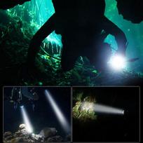 Underwater Diving Flashlight Monster Power LED Ultra Strong Torch Lantern IPX8 Waterproof for Fishing and Scuba Gear rosyred blue