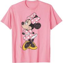 Disney Mickey and Friends Minnie Mouse Simple Distressed T-Shirt L rožinė