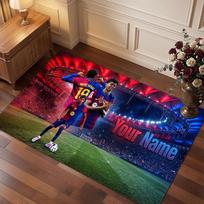 Lamine Yamal individualus kristalinio veliūro kilimas, personalizuotas pavadinimo teksto spaudas, futbolo logotipas, minkštas neslystantis grindų kilimėlis, namų dekoras, dovana 40cmx60cm blue