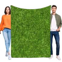 Realistiškas žalias žolės pledas Minkštas jaukus flanelinio vilnos metamas pledas lovai, sofai, kušetei Lengvas gamtos rašto dovanų 75cm*90cm green