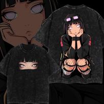 Hinata NARUTO Vintage Unisex Oversize Anime Manga Washed Cotton T-shirt, Graphic 100 brown
