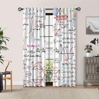 2PCS Digital Printed Curtains, Math Formulas Equations Science Education, Window Drapes for Living Room Bedroom Home Decoration 60x150cmx2&Rod pocket &2 panels white