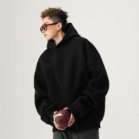 Vyriškas Oversize su gobtuvu džemperis Laisvo kirpimo Atsitiktinis Ilgomis rankovėmis Puloveris Gatvės stiliaus Vienspalvis Unisex M black