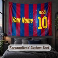 Custom Name Text Tapestry,Lionel Messi Decorative Wall Hanging, Background Tapestry For Home Bedroom 100cmx150cm blue