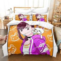 3D Printed Cartoons Dandadan Takakura Ken Bedding Set Single Twin Full Queen King Size Bed Set Adult Kid Bedroom Duvetcover Sets EU Single 135*200cm/53x79in 3pcs pink