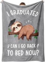 I Graduated Can I Go Back To Bed Now Sloth Flannel Blanket Cute Graduation Sloth Print Soft Warm Throw Blanket Sofa Bedroom Grad Gift Home Decor 40x30inch（100x75cm） brown
