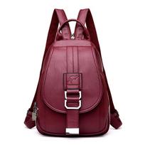 Moteriškos odinės kuprinės Vintažinė moteriška rankinė per petį Sac Kelioninė moteriška kuprinė Mokyklinės kuprinės vyno raudonos spalvos
