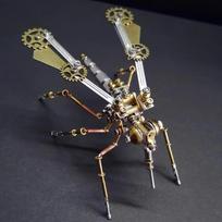 Steampunk Mechanical Mosquito Puzzle - ,3D Metal Jigsaw Puzzle Industrial Desktop Decor for Engineers & Retro Gadget Lovers gray