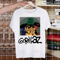 Gorillaz Rock Šiuolaikinės Muzikos Grafiti Marškinėliai Vyrams Retro Skalbti Viršutiniai Drabužiai T-shirt Harajuku T-shirt Gatvės Stilius Hip Hop Vyriški Marškinėliai XXXXXL juoda