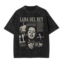 Dainininkė Lana Del Rey Ultraviolence Vintažiniai skalbti marškinėliai Gerbėjų dovana Vyrams Moterims Mada Pop Muzika Trumpomis Rankovėmis Marškinėliai Streetwear M gray