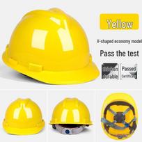 V-Shaped Safety Helmet with Goggles, Anti-Smash, Breathable, National Standard Compliant yellow