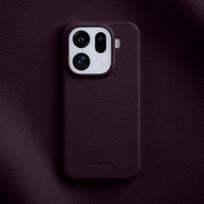 Melkco Originalios karvės odos pusiau apvyniojantis dėklas, skirtas Oppo Find X9 Pro FindX9, verslo odinis, atsparus smūgiams, apsauginis mobiliojo telefono dangtelis OPPO Find X9 Pro violetinė