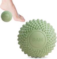Masažo kamuoliukas su dygliukais, žalias, 7 cm, kojoms ir raumenims