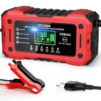 Automobilio įkroviklis 12V 15A, AGM, GEL, LiFePO4, LCD ekranas, automatinis remonto režimas