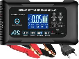Akumuliatoriaus įkroviklis 12V/24V 20A su LCD ekranu, tinkamas LiFePO4