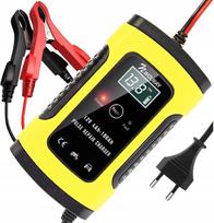Automatinis geltonas automobilio akumuliatoriaus įkroviklis su LCD ekranu