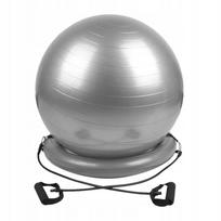 PVC gimnastikos kamuolys su stabiliu pagrindu, 65 cm, pilkas