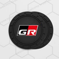 2pcs For Toyota GR Sport RAV4 Yaris Camry Corolla C-HR Emblem Car Coaster Water Cup Slot Non-Slip Pad Auto Interior Accessories black