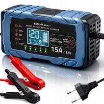 Įkroviklis 12V 15A AGM, GEL, LiFePO4, LCD ekranas, 9 etapų, Qoltec