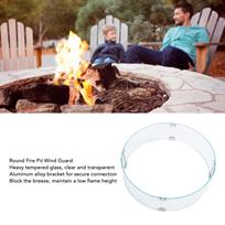 Round Fire Pit Wind Guard Tempered Glass Windscreen Clear Flame Shield 650mm Diameter 6mm Thickness black