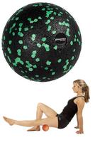 Masažo kamuolys Aqua-Sport Powerstrech, juodai žalias, 8 cm