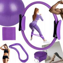Joga ir pilateso rinkinys 5 dalių: lankas, kamuolys, juosta + nemokamas PDF treniruočių vadovas