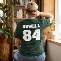 George Orwell 1984 Back Print T-Shirt, Dystopian Literature Graphic Tee, Vintage Literary Shirt, Book Lover Gift 100 brown