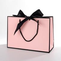Šampano spalvos festivalio dovana ir pirkinių krepšys drabužiams ir kosmetikai Black frame pink-190x150x70mm beige