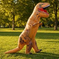 Pripučiamas dinozauro kostiumas visam kūnui | 210T medžiaga, uždedamas kostiumas, vakarėliams, suaugusiems Child 110-150cm brown
