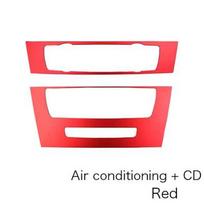 For BMW E90 3 Series 2005-2012 Car AC CD Control Panel Sticker Cover Console Frame Trim with Navigation Styling CD red set