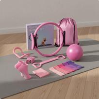 Pilates žiedas ir treniruočių juostos rinkinys, rožinis, SET 1