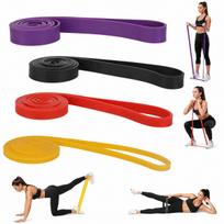 Sporto guminė juosta „FITNESS“, 4 pasipriešinimo lygiai, tempimo ir prisitraukimų pratimams