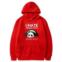 Lazy Panda I Hate Morning People Printed Hoodie Women's Casual Fashion Hoody Autumn Soft Sweatshirt Harajuku Warm Sportswear Men XXXL red