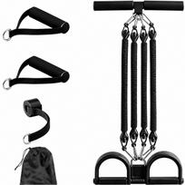 Atsparumo gumų rinkinys su pedalu, juodos, 4 vnt., 11-45 kg, viso kūno treniruotėms, poliesteris