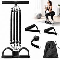 Atsparumo gumų rinkinys su pedalu, 4 vnt., juodas, 11–45 kg, su rankena ir krepšiu