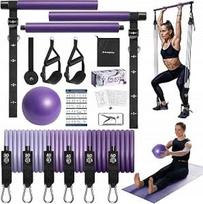 Pilates rinkinys: lazda, pasipriešinimo juostos 30–240 lbs, tvirtinimo kamuolys