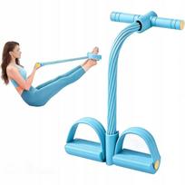 Kojų treniruoklis su 6 elastinėmis juostomis ir pedalais, mėlynas