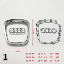 Automobilio vairo logotipas Ryškus rėmelio juostelė Galvanizuotas automobilio logotipas Lipdukas Audi A3 A4 B8 8P B9 8V A5 A6 C7 A7 Q3 Q5 Q7 gray
